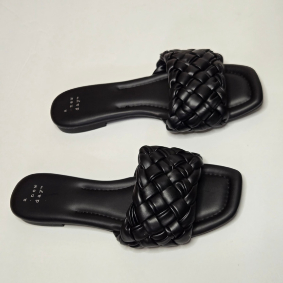 A New Day Women's Black Braided Flat Slide Sandals Size 7.5 - Picture 3 of 8